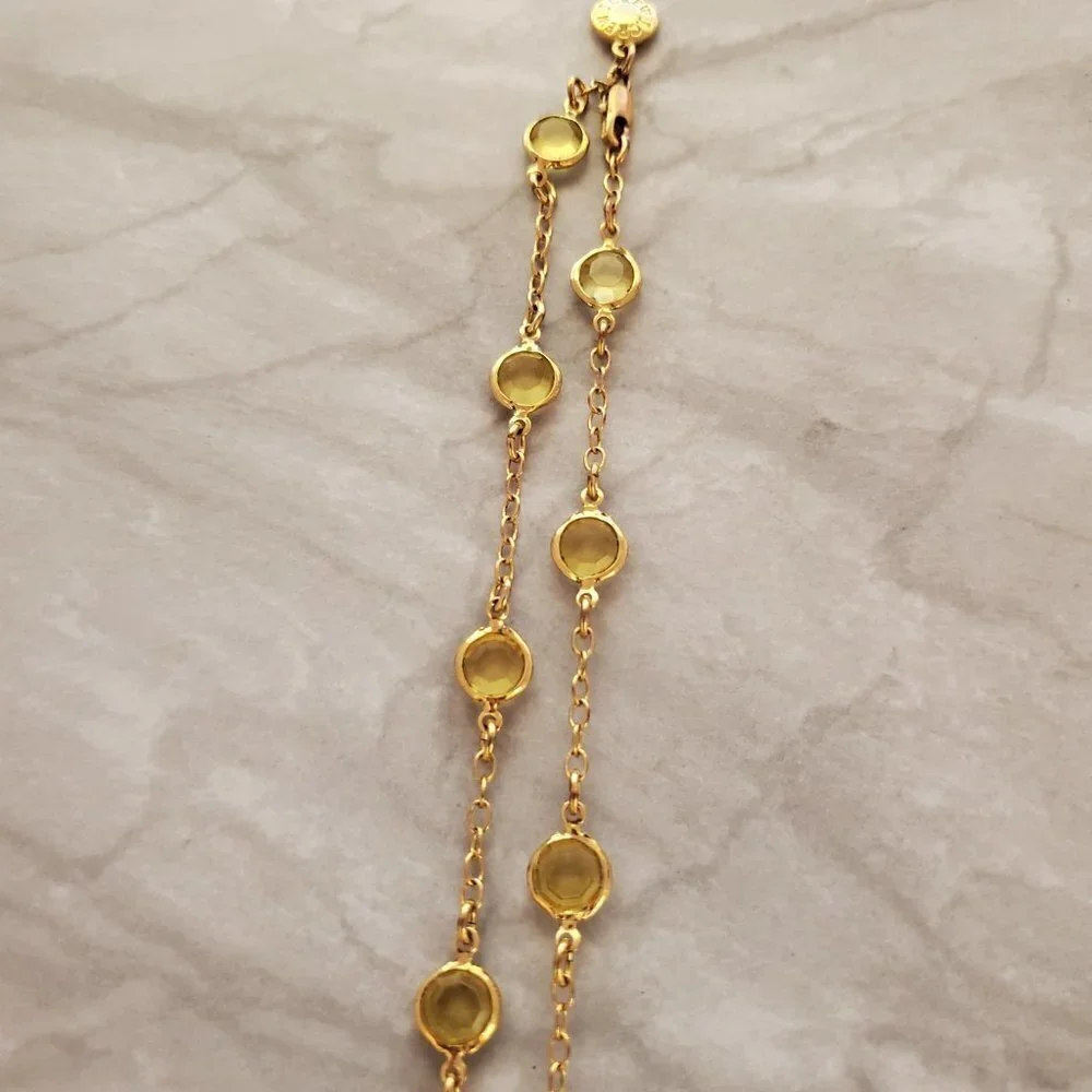 ✨ J. Crew Necklace Gold Yellow Clear Rhinestones Crystal Station Necklace ✨